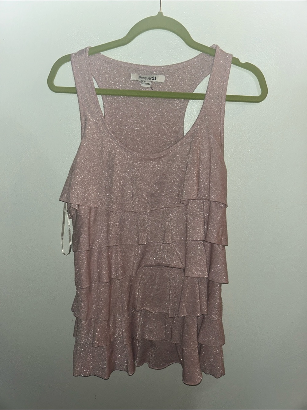 Forever 21 Shimmery Pink Layered Ruffle Tank